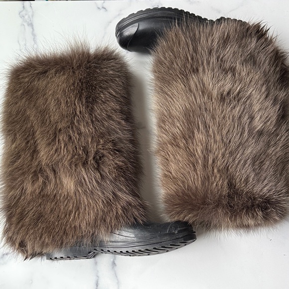 Marni real genuine fur rubber Wellington boots size 8 - Picture 3 of 9